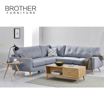El sofá de madera moderno de la venta caliente fija el sofá seccional de la tela de los diseños